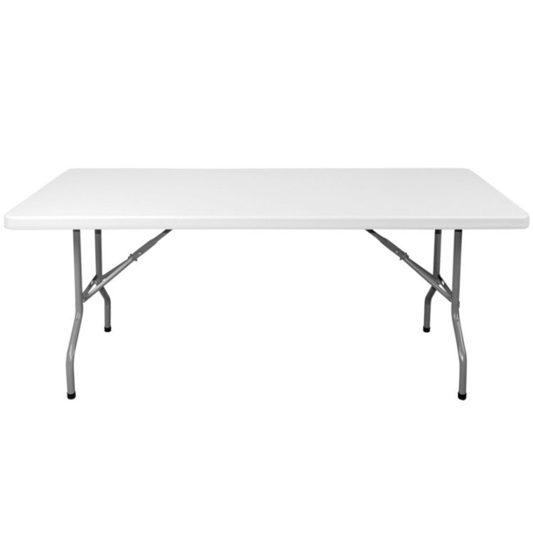 MESA PLEGABLE RECTANGULAR 1.83 X 76 PLASTICO BLANCO