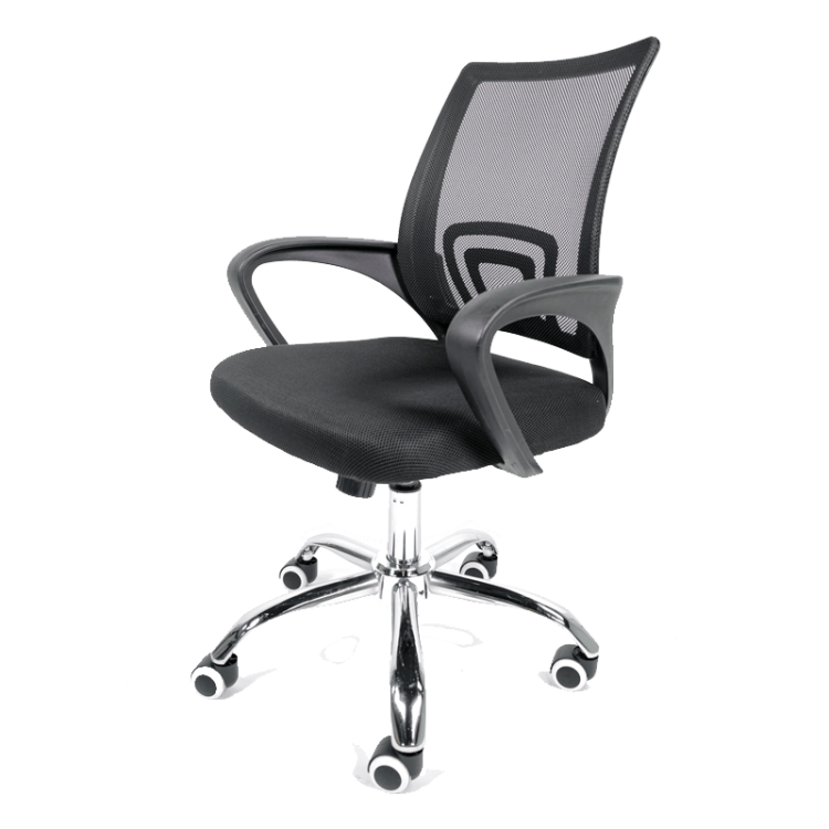 Silla Operativa E102 Mesh y tela color negro base cromada